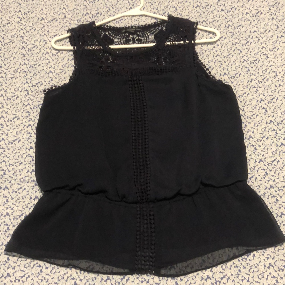 Adrianna Papell Navy Blue Sleeveless Peplum Blouse Size:S